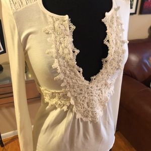 White House Black Market Embroidered Knit Blouse